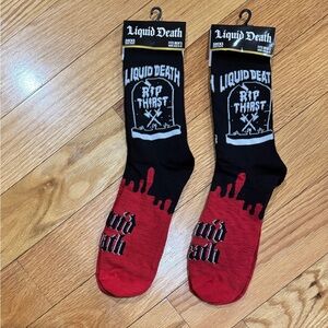 Halloween Liquid Death Set Of 2 Black and Red Socks